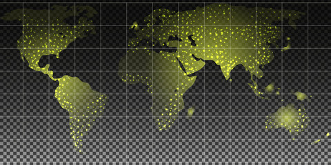 Earth city lights political map