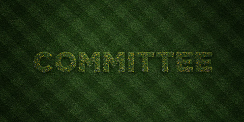 COMMITTEE - fresh Grass letters with flowers and dandelions - 3D rendered royalty free stock image. Can be used for online banner ads and direct mailers..