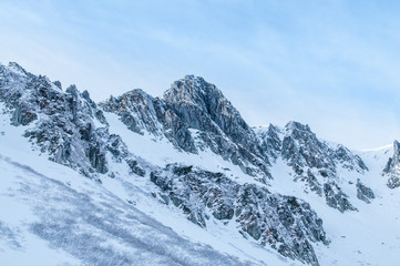 Fototapeta na wymiar Snow on the mountain in winter season.