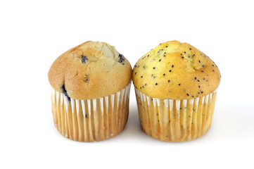 fresh muffins isolated on white background