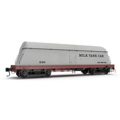 railroad tank cars for milk isolated. 3D illustration