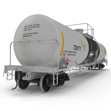 White railroad tank cars for oil and gas. 3D illustration