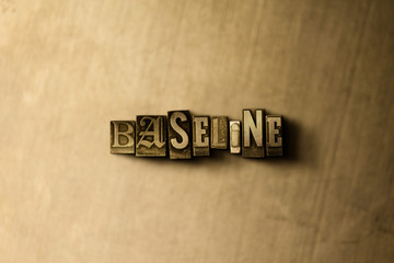 BASELINE - close-up of grungy vintage typeset word on metal backdrop. Royalty free stock - 3D rendered stock image.  Can be used for online banner ads and direct mail.