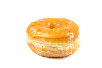 Raised frosted donut isolated on a white background