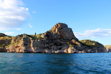 Fototapeta na wymiar View of the Rocks near Balaklava Bay in Sevastopol, Crimea