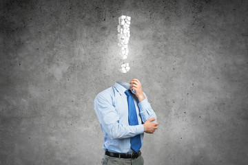 Pensive headless businessman