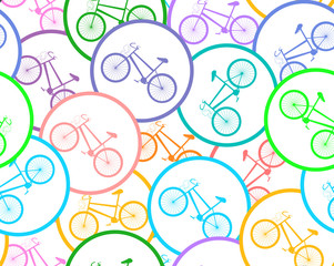 Colorful vector seamless pattern with multicolored bikes