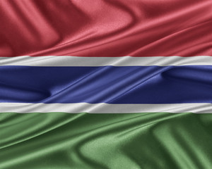 Gambia flag with a glossy silk texture.