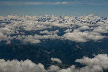 mountains in clouds