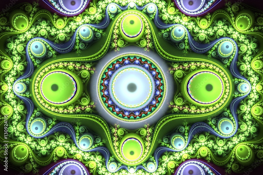 Poster abstract bright multicolored fractal computer generated image