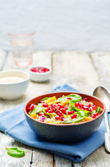 Pomegranate sweet potato quinoa spinach salad