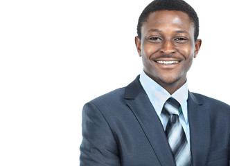 peaceful african american businessman in office