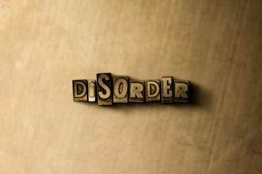 DISORDER - close-up of grungy vintage typeset word on metal backdrop. Royalty free stock - 3D rendered stock image.  Can be used for online banner ads and direct mail.