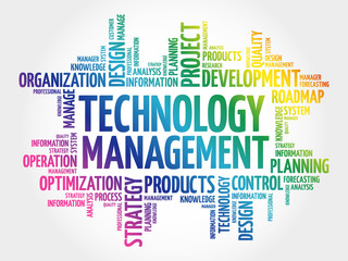 Technology Management word cloud, business concept background