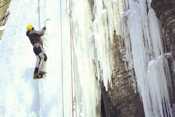 Ice climbing.