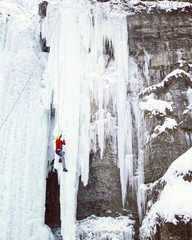 Ice climbing.