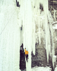 Ice climbing.