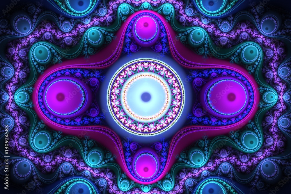 Poster abstract bright multicolored fractal computer generated image
