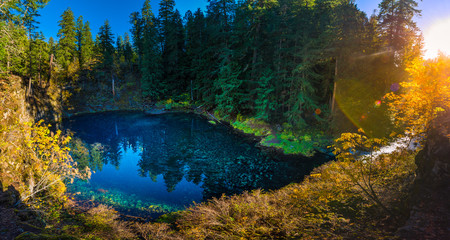 Tamolitch Blue Pool Oregon Sunset Panorama