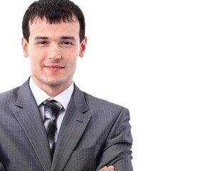 Smiling business man. Isolated over white background