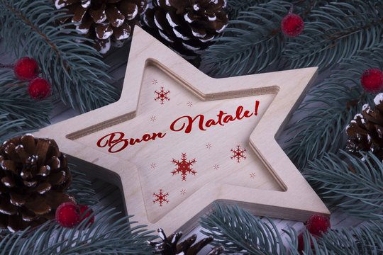 Christmas greeting card Buon Natale, red
