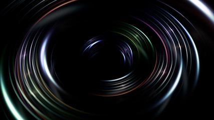 3d illustration of circular bright glow forms. Light circles.