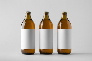 Beer Bottle Mock-Up - Three Bottles. Blank Label