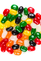 Multicolored jelly beans isolated on a white background