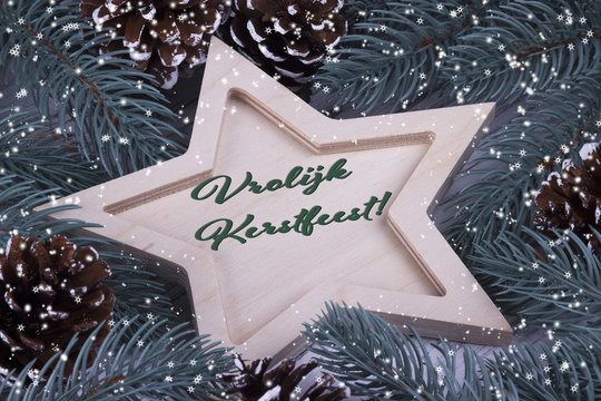 Christmas greeting card Vrolijk Kerstfeest