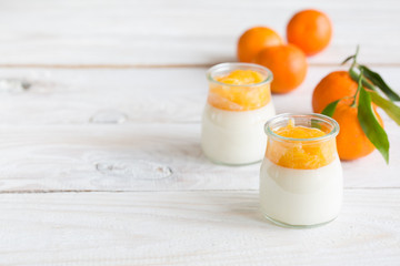 Home made panna cotta with mandarin jam