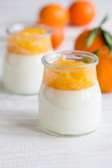 Home made panna cotta with mandarin jam