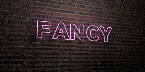 FANCY -Realistic Neon Sign on Brick Wall background - 3D rendered royalty free stock image. Can be used for online banner ads and direct mailers..