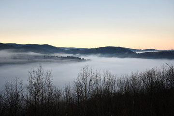 landscape in the fog (Lorraine-France)