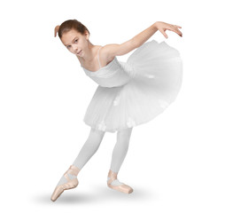 Beautiful ballet dancer on white background