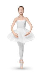 Beautiful ballet dancer on white background