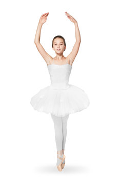Beautiful ballet dancer on white background