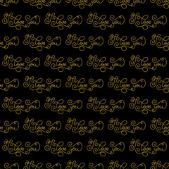 Holiday gift seamless pattern with hand lettering I love you. Vector illustration for your design