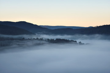 landscape in the fog (Lorraine-France)