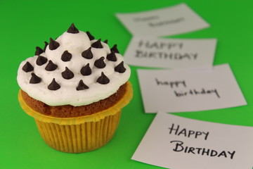 cupcake with happy birthday cards