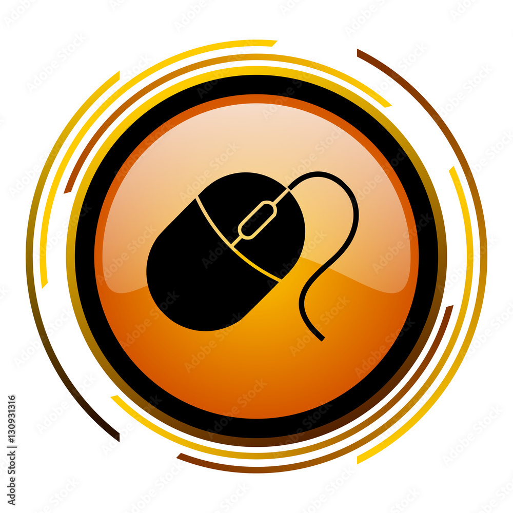 Fototapete Computer mouse sign vector icon. Modern design round orange button isolated on white square background for web and application designers in eps10. 