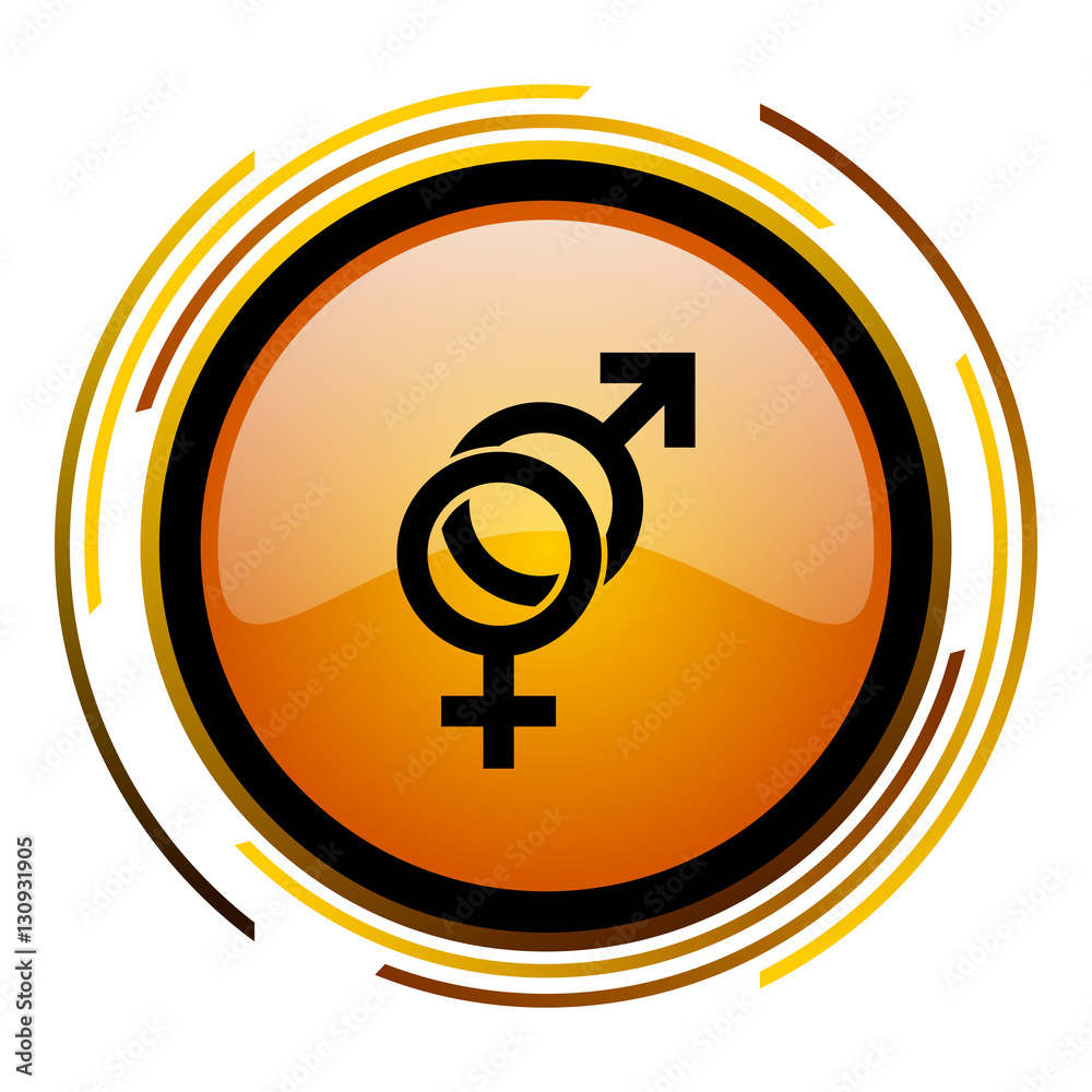 Aufkleber Transgender sign vector icon. Modern design round orange button isolated on white square background for web and application designers in eps10. 