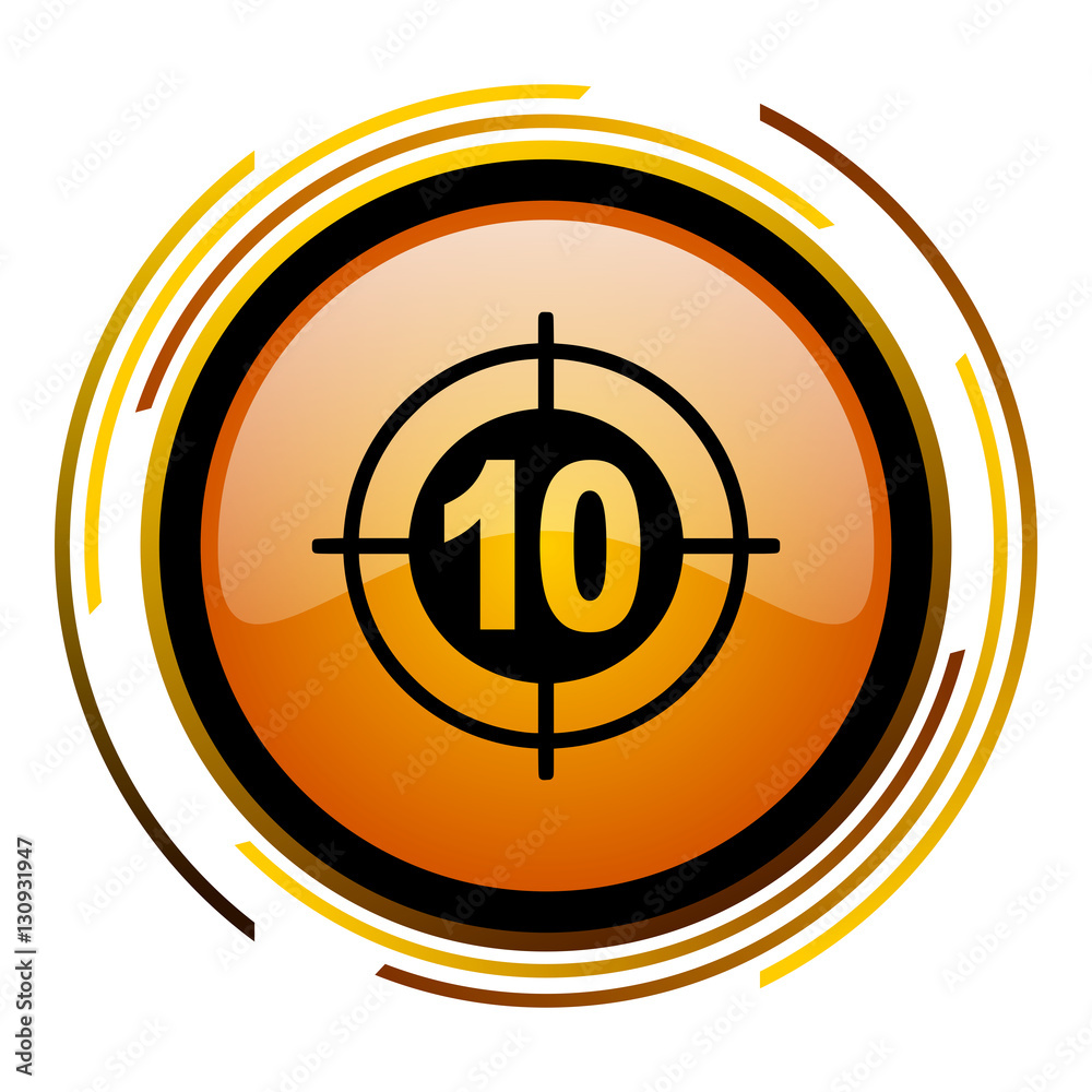 Poster Target sign vector icon. Modern design round orange button isolated on white square background for web and application designers in eps10. 