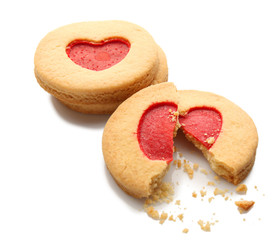 Cookies with jam isolated on white