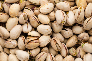 Roasted and salted pistachios in shell.