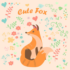 vector illustration of a cute fox