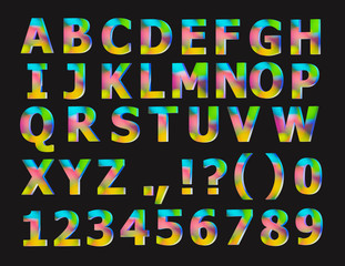 Colorful alphabet and digits