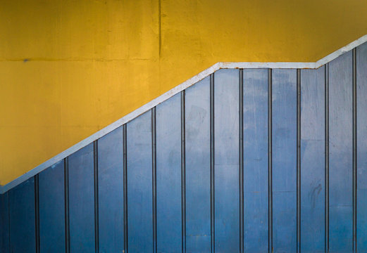 Profile view of metal sided stairs in color