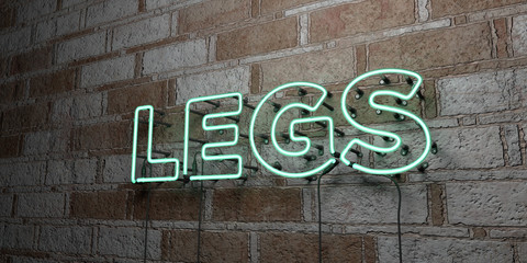 LEGS - Glowing Neon Sign on stonework wall - 3D rendered royalty free stock illustration.  Can be used for online banner ads and direct mailers..