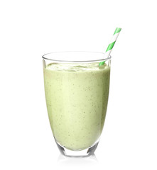 Fruit milk shake on white background