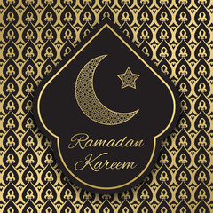 Ramadan Kareem greeting card with half moon and star